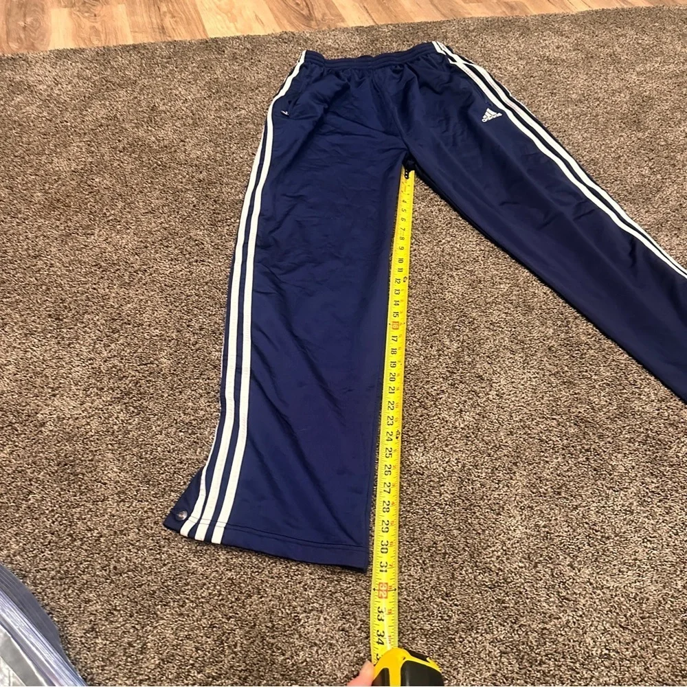 Vintage Adidas Mens Blue /White Stripe Basketball Joggers XXL Tear Away Warmups